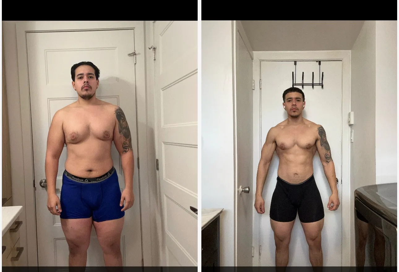 Transformation de Julian Salgado — 222,8 à 181,2 lbs en un an